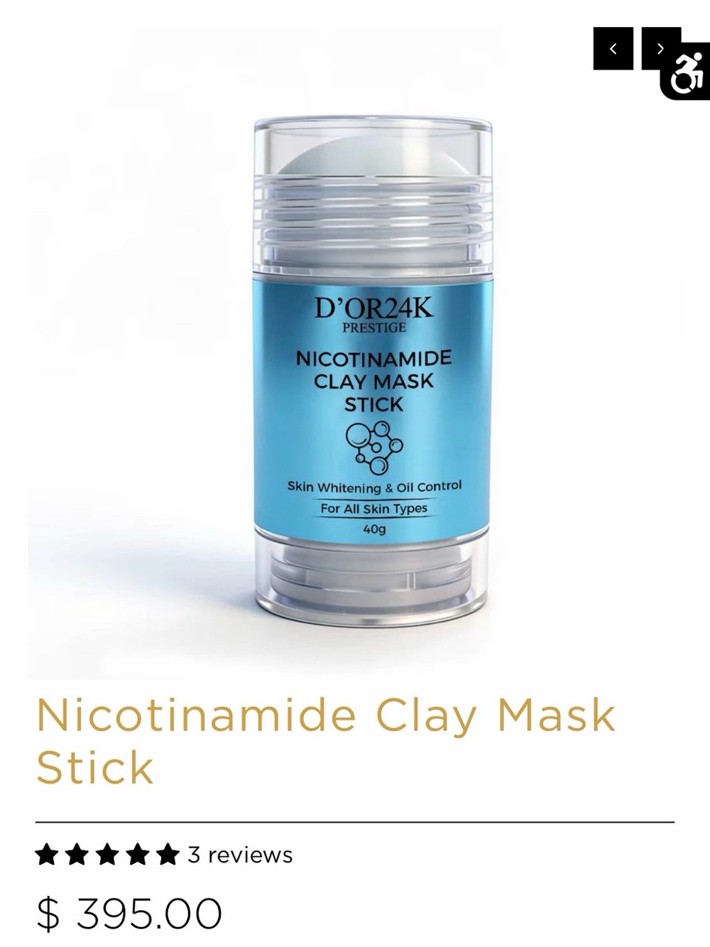 D'OR24K Nicotinamide Clay Mask Stick — Blue